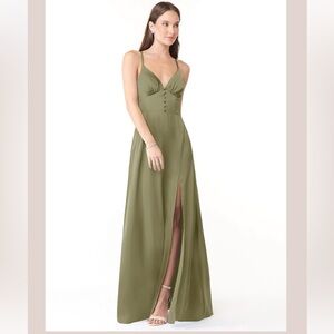 NWT Azazie Mina Stretch Satin Dress - Pistachio